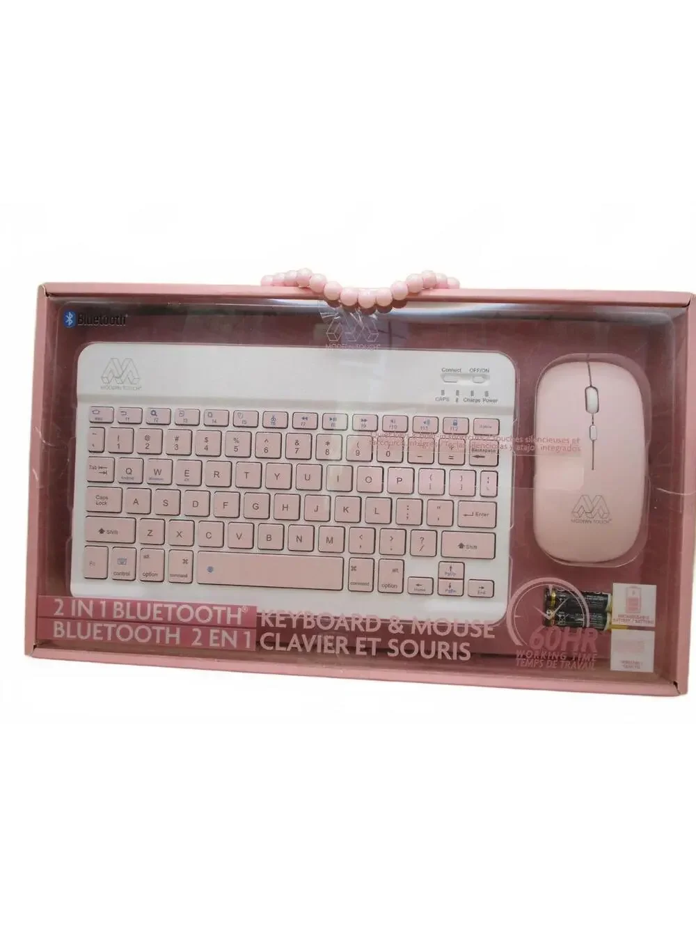 Pink Bluetooth Keyboard and Mouse Set Slim Wireless Combo iPad Tablet Laptop